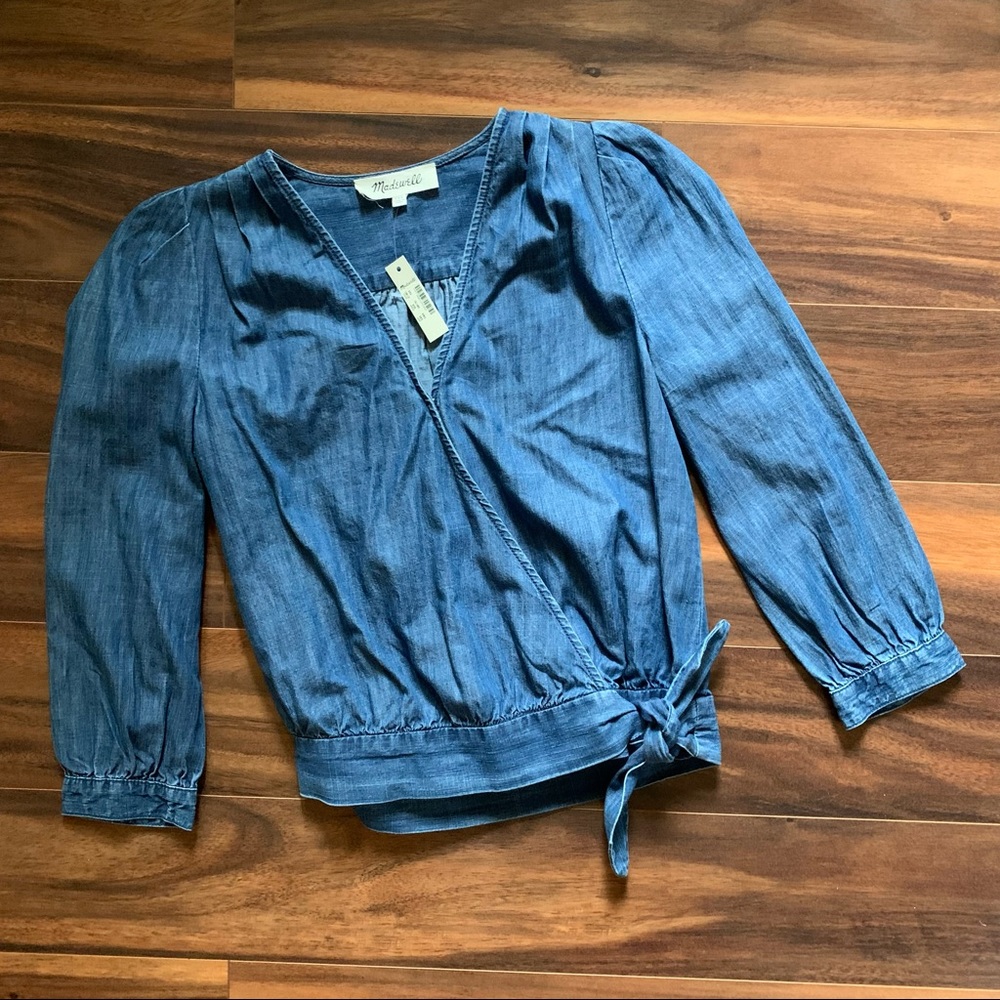 NWT Madewell Lightweight Denim colored Wrap Top